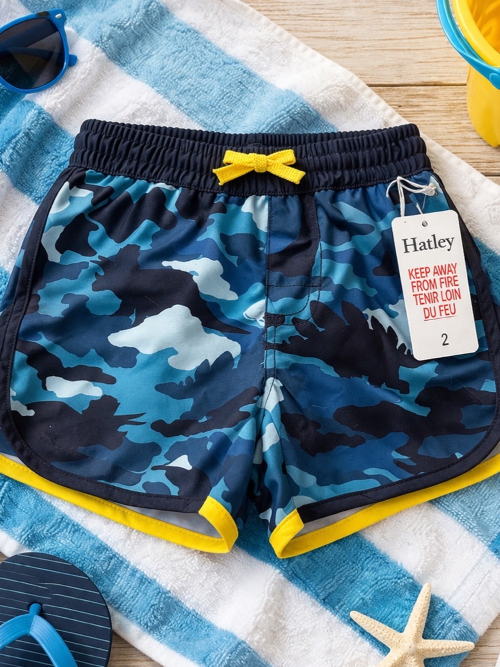 Hatley Swim Trunks Size 2 Blue Camo Boys Swim Shorts NWT